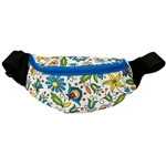 Darling fanny pack decorated with a colorful Kashub floral design. 100% polyester and plastic lined. Adjustable heavy duty woven belt. Made in Poland.