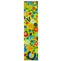 This is a beautiful Kashub floral pattern printed on a bookmark with a light green background.