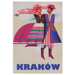 Very clever Polish poster originally designed in 197o's? by artist Wiktor Gorka to promote tourism to Poland.  It has now been turned into a post card size 4.75" x 6.75" - 12cm x 17cm.