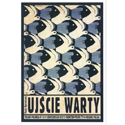 Polish poster designed in 2015 by artist Ryszard Kaja to promote tourism to Poland. The Ujscie Warty, also, Warta River Mouth National Park is the youngest of Poland's 23 National Parks. It has now been turned into a post card size 4.75" x 6.75"