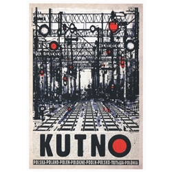 Polish poster designed in 2015 by artist Ryszard Kaja to promote tourism to Poland.
Kutno is one of the most important railway stations in Lodz district. It has now been turned into a post card size 4.75" x 6.75" - 12cm x 17cm.
