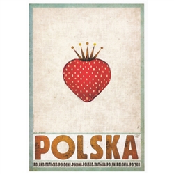 Polish poster designed in 2015 by artist Ryszard Kaja to promote tourism to Poland. 
It has now been turned into a post card size 4.75" x 6.75" - 12cm x 17cm.