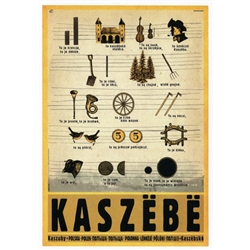 Polish poster designed in 2015 by artist Ryszard Kaja to promote tourism to Poland. This traditional song is simple with the pictures to help learn the Kashubian alphabet. It has now been turned into a post card size 4.75" x 6.75" - 12cm x 17cm.