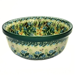 Polish Pottery 6" Cereal/Berry Bowl. Hand made in Poland. Pattern U4334 designed by Krystyna Dacyszyn.