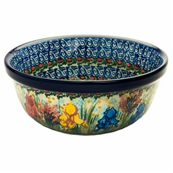 Polish Pottery 6" Cereal/Berry Bowl. Hand made in Poland. Pattern U4157 designed by Lucyna Lenkiewicz.