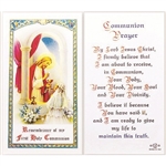 Holy Communion - Girl - Holy Card.  Plastic Coated. Picture is on the front, text is on the back of the card.