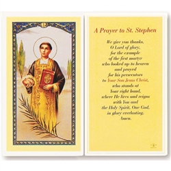 St. Stephen - Holy Card.  Holy Card Plastic Coated. Picture is on the front, text is on the back of the card.