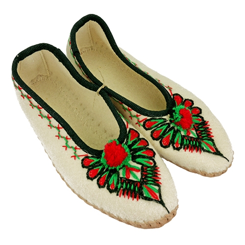 Polish Art Center - Highlander's Wool Slippers with Leather Soles -  Pantofle Goralskie