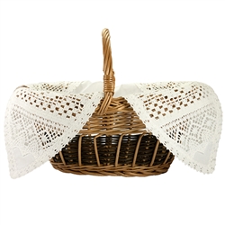 The tradition of having foods for the Easter meal blessed on Holy Saturday is practiced in Poland and in the US. In Poland a wicker basket is filled with a sampling of the Easter meal and covered with a decorative cloth.