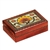 The lid of this box is decorated with a bright floral motif. A burned design around the edges of the lid and on the sides of the box completes the piece. The box is handmade in the Tatra Mountain region of Poland