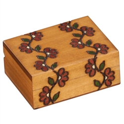 Wooden Floral Design Polish Box
