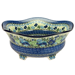 Polish Pottery 12" Footed Serving Bowl. Hand made in Poland. Pattern U4575 designed by Maria Starzyk.