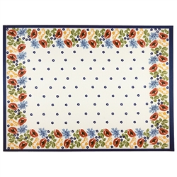 Large Polish cloth placemat featuring Polish stoneware colors and floral design. This material is 100% polyester.. Made in Poland.
See product code 9818199 for matching tablecloth.