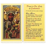 Our Lady of Czestochowa - Holy Card.  Plastic Coated. Picture is on the front, text is on the back of the card.