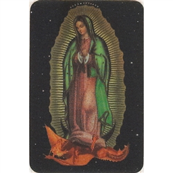 Two pictures appear when the card is moved. The first side has Our Lady of Guadalupel and the second side has