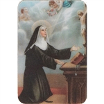 Two pictures appear when the card is moved. The first side has Saint Rita and the second side has appearing Angels.