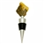 Modern design chrome-plated wine stopper with a large chunk of semi-polished natural amber at the top. Soft-rubber segmented gasket ensures a tight seal in the neck of the bottle.  We have several of these in stock and each amber piece is a little differe