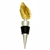 Modern design chrome-plated wine stopper with a large chunk of semi-polished natural amber at the top. Soft-rubber segmented gasket ensures a tight seal in the neck of the bottle.  We have several of these in stock and each amber piece is a little differe