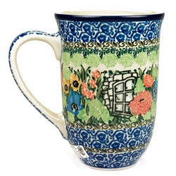 Polish Pottery 17 oz. Bistro Mug. Hand made in Poland. Pattern U4016 designed by Maria Starzyk.