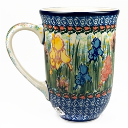 Polish Pottery 17 oz. Bistro Mug. Hand made in Poland. Pattern U4157 designed by Lucyna Lenkiewicz.