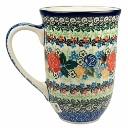 Polish Pottery 17 oz. Bistro Mug. Hand made in Poland. Pattern U4414 designed by Maria Starzyk.
