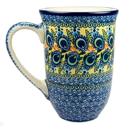 Polish Pottery 17 oz. Bistro Mug. Hand made in Poland. Pattern U2317 designed by Karolina Sliwinska.