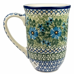 Polish Pottery 17 oz. Bistro Mug. Hand made in Poland. Pattern U1012 designed by Teresa Andrukiewicz.