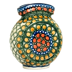 Polish Pottery 4.5" Mini Vase. Hand made in Poland. Pattern U81 designed by Teresa Liana.