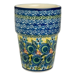 Polish Pottery 6 oz. Tumbler. Hand made in Poland. Pattern U2317 designed by Karolina Sliwinska.