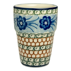 Polish Pottery 6 oz. Tumbler. Hand made in Poland. Pattern U53A designed by Anna Pasierbiewicz.