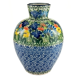 Polish Pottery 6.25 Vase. Hand made in Poland. Pattern U2202 designed by Maria Starzyk.