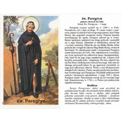 Sw Peregryn - Polish - Swiety Peregryn - Holy Card.  Plastic Coated. Picture is on the front, Polish text is on the back of the card.