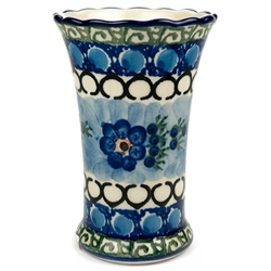 Polish Pottery 4.5" Mini Fluted Vase. Hand made in Poland. Pattern U488 designed by Anna Pasierbiewicz.