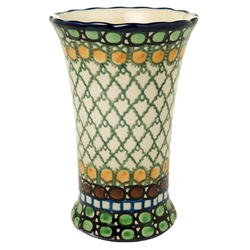 Polish Pottery 4.5" Mini Fluted Vase. Hand made in Poland. Pattern U83 designed by Teresa Liana.