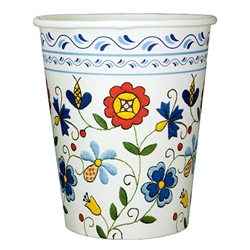 Polish paper cups featuring a traditional Polish Kaszub pattern. Perfect way to highlight a Polish floral design at school, home, picnic etc.
Set of 8 in a pack. Each cup holds 250ml - 8.5oz. Good for hot or cold beverages.