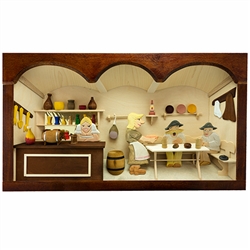 Poland has a long history of craftsmen working with wood in southern Poland. Their workshops produce beautiful hand made boxes, plates and carvings. This shadow box is a look inside a traditional Polish country tavern.