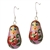 Hand painted Matrushka earrings with sterling silver french hooks. Assorted colors.