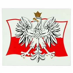 Waterproof indoor/outdoor sticker perfect for a heritage room display or elsewhere. The White Eagle is the national coat of arms of Poland. It is a stylized white eagle with a golden beak and talons, and wearing a golden crown