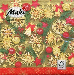 Polish Folk Art Luncheon Napkins (package of 20) - "Christmas Art".  Three ply napkins with water based paints used in the printing process.