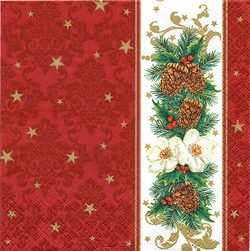 Polish Folk Art Luncheon Napkins (package of 20) - "Classic Pines".  Three ply napkins with water based paints used in the printing process.