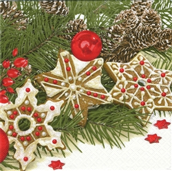 Polish Folk Art Luncheon Napkins (package of 20) - "Gingerbread Stars" Three ply napkins with water based paints used in the printing process.