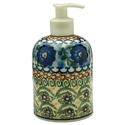 Polish Pottery 5.5" Soap/Lotion Dispenser. Hand made in Poland. Pattern U591 designed by Anna Pasierbiewicz.