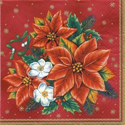 Polish Christmas Luncheon Napkins (package of 20) - 'Poinsettias'