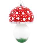 In many cultures, finding a mushroom in the forest is considered to be a symbol of good luck and a harbinger of prosperity. Our charming 4.5" tall mushroom ornament has a stylish white stalk topped with a shiny red cap spotted with dots of sparkling white