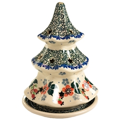Polish Pottery 6.25" Votive Christmas Tree. Hand made in Poland and artist initialed.