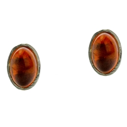 Honey amber oval earrings framed with Sterling Silver.