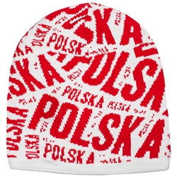 Display your Polish heritage! White and red stretch knit skull cap. Easy care acrylic fabric. One size fits most. Imported from Poland.