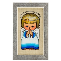 Painting on glass is a popular Polish form of folk art by which the artist paints a picture on the reverse side of a glass surface. This beautiful painting of an angel is the work of artist Ewa Skrzypiec from the town of Nowy Sacz in southeastern Poland.