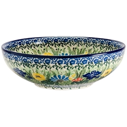 Polish Pottery 7" Bowl. Hand made in Poland. Pattern U2202 designed by Maria Starzyk.