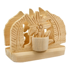 Made in Zakopane this type of four piece napkin holder is still in use in the villages and farms of southern Poland. Made of seasoned linden wood. Side holder is for toothpicks.